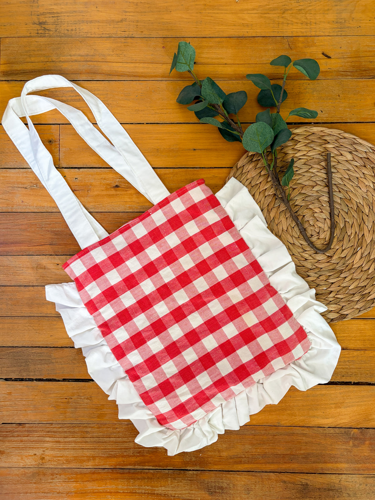 Red and White Gingham Pleasant Tote ❤️ 🤍