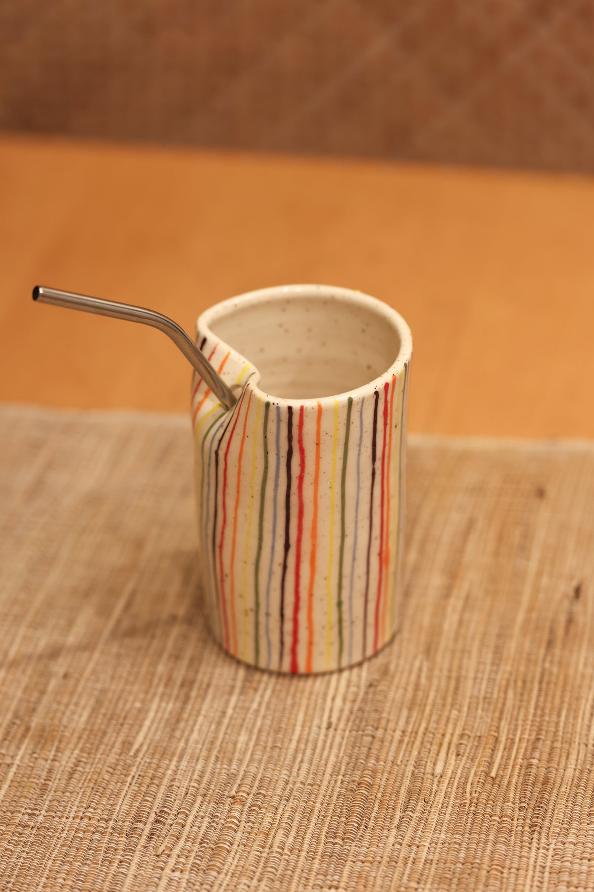 Pinstripe Rainbow Straw Tumbler 🌈