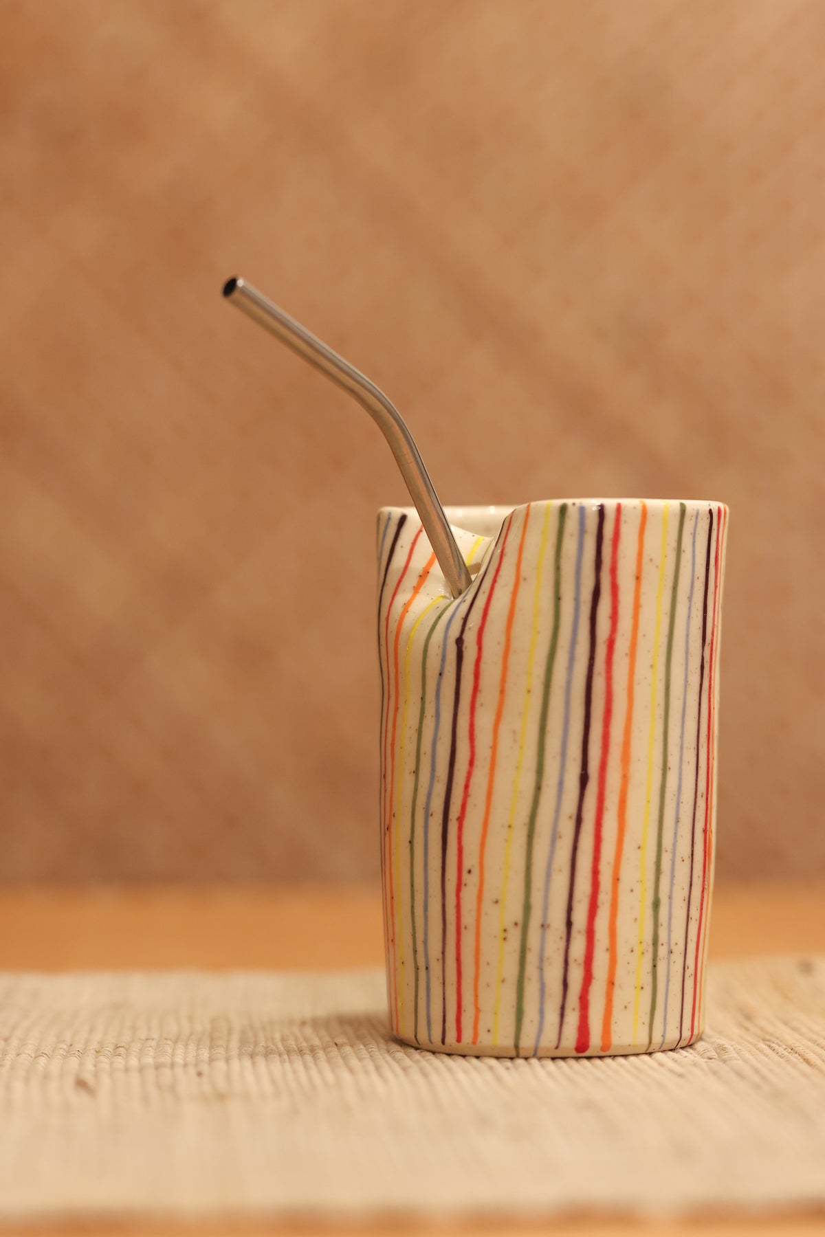 Pinstripe Rainbow Straw Tumbler 🌈