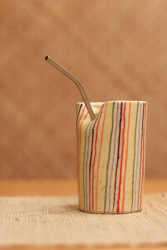 Pinstripe Rainbow Straw Tumbler 🌈