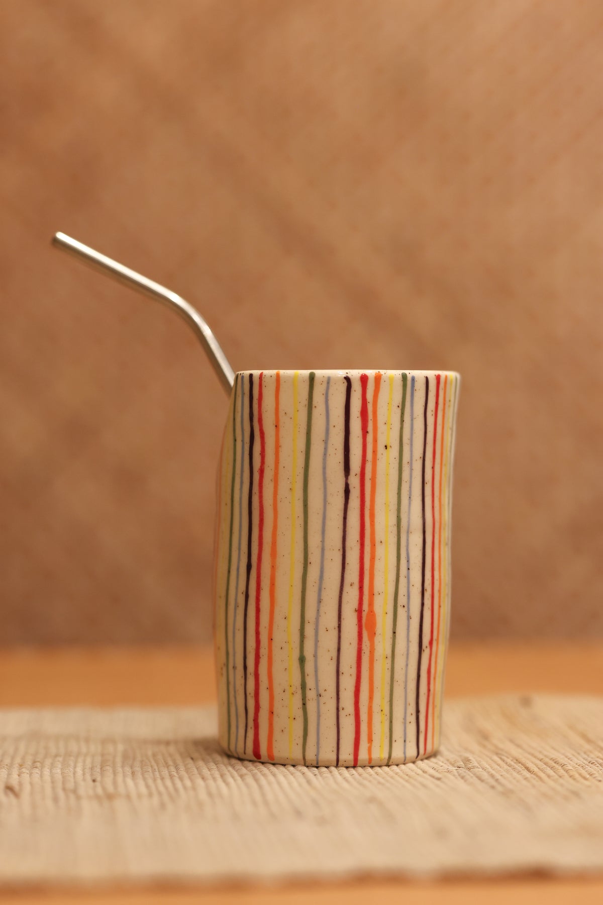 Pinstripe Rainbow Straw Tumbler 🌈