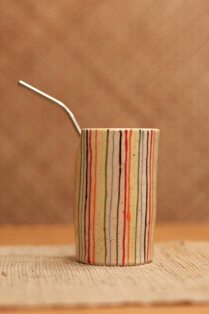 Pinstripe Rainbow Straw Tumbler 🌈