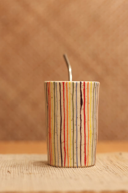 Pinstripe Rainbow Straw Tumbler 🌈