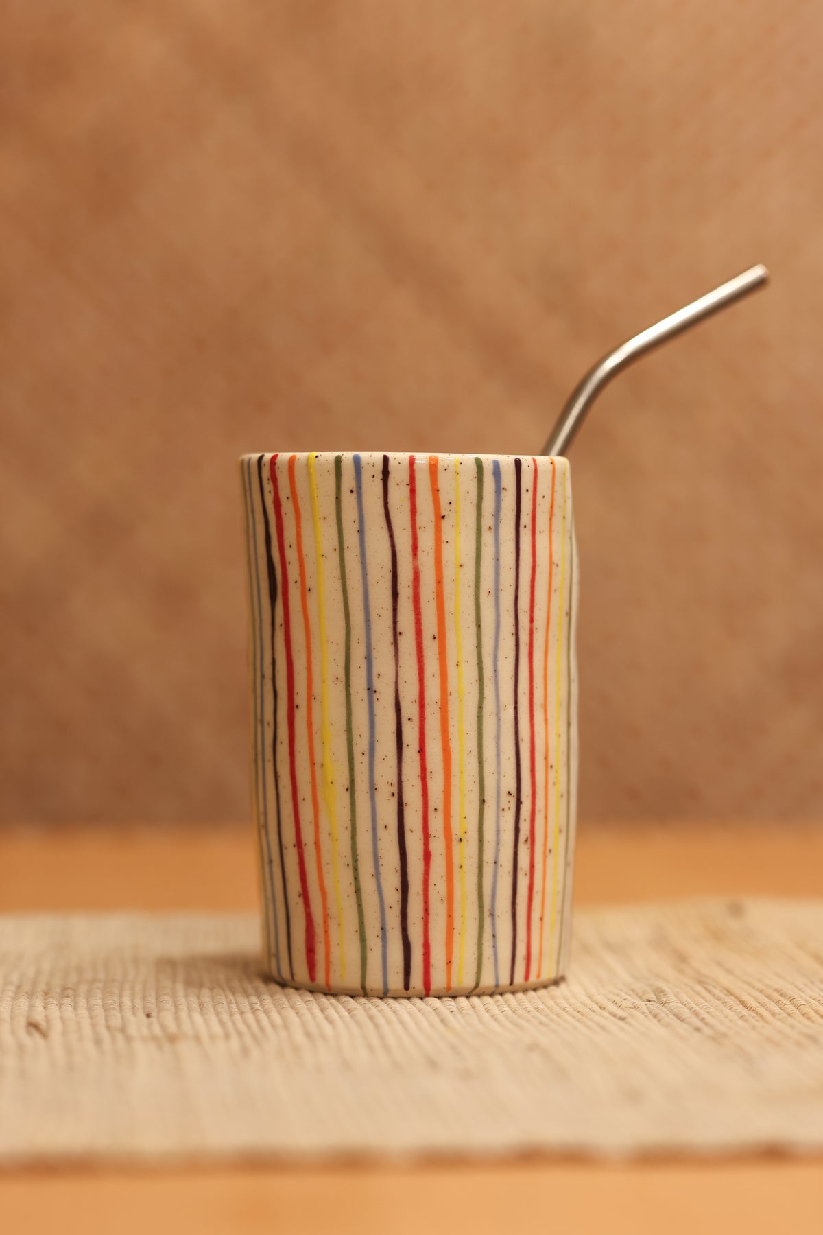 Pinstripe Rainbow Straw Tumbler 🌈