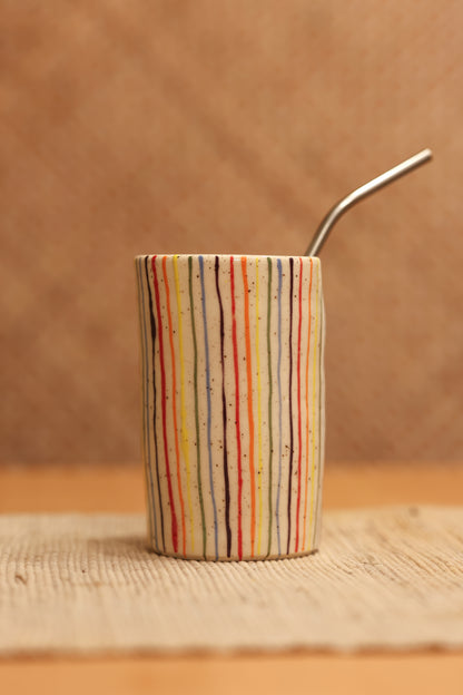 Pinstripe Rainbow Straw Tumbler 🌈