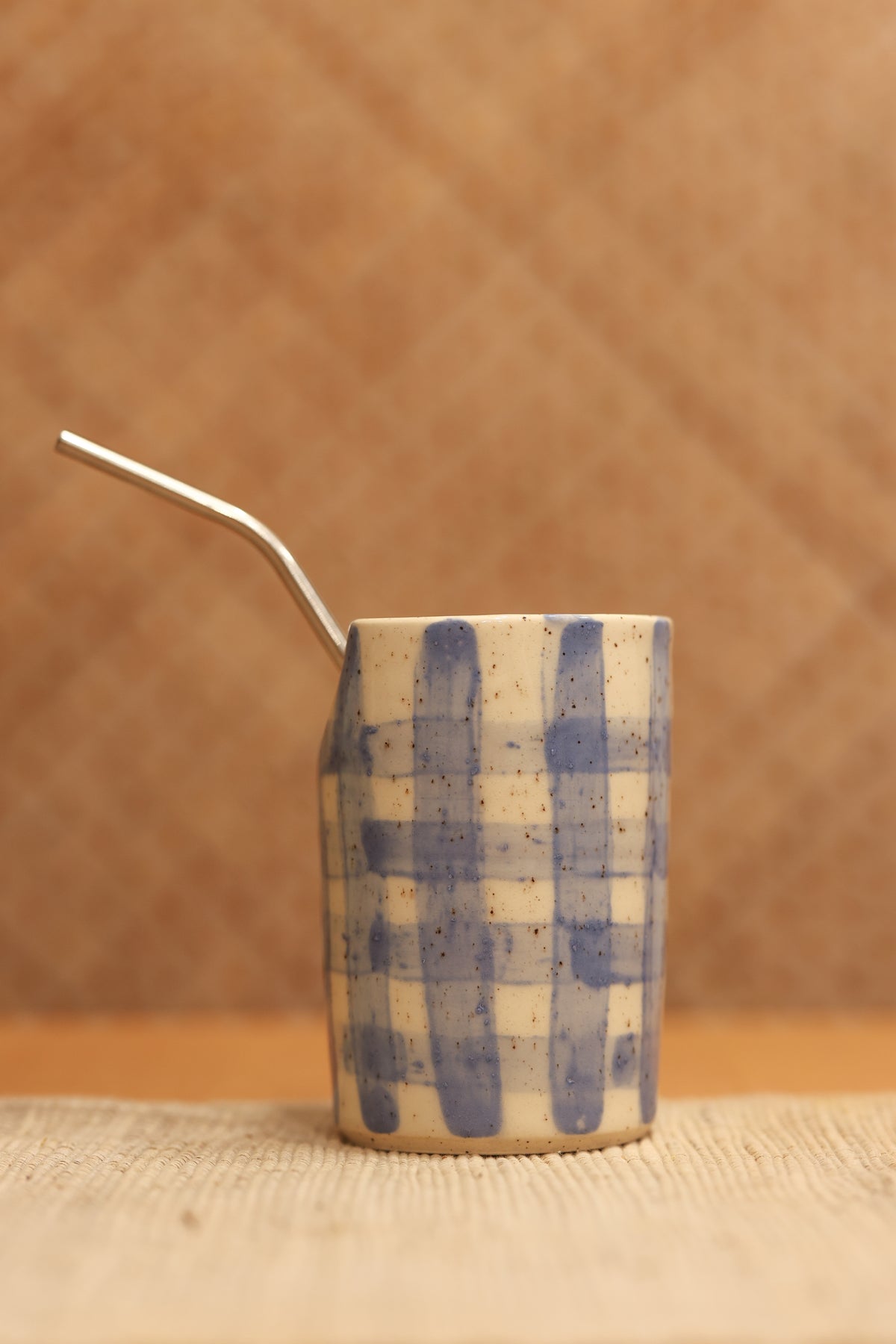 Blue Gingham Straw Tumbler 💙