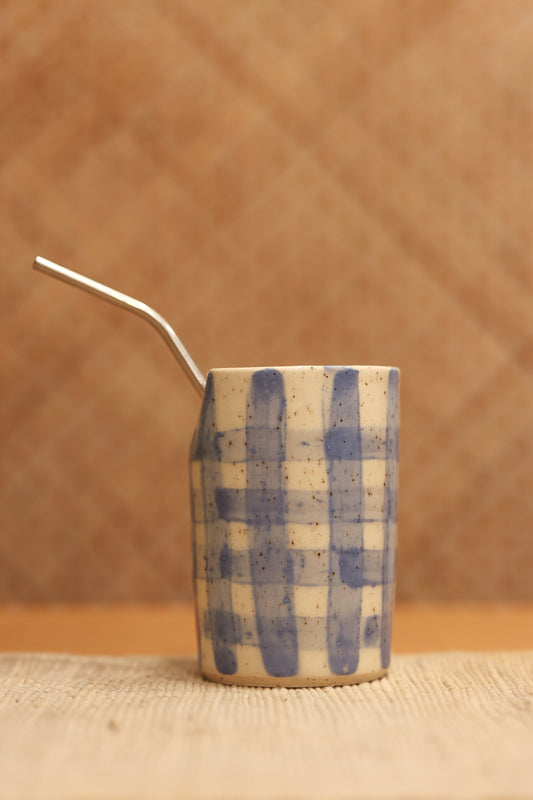 Blue Gingham Straw Tumbler 💙