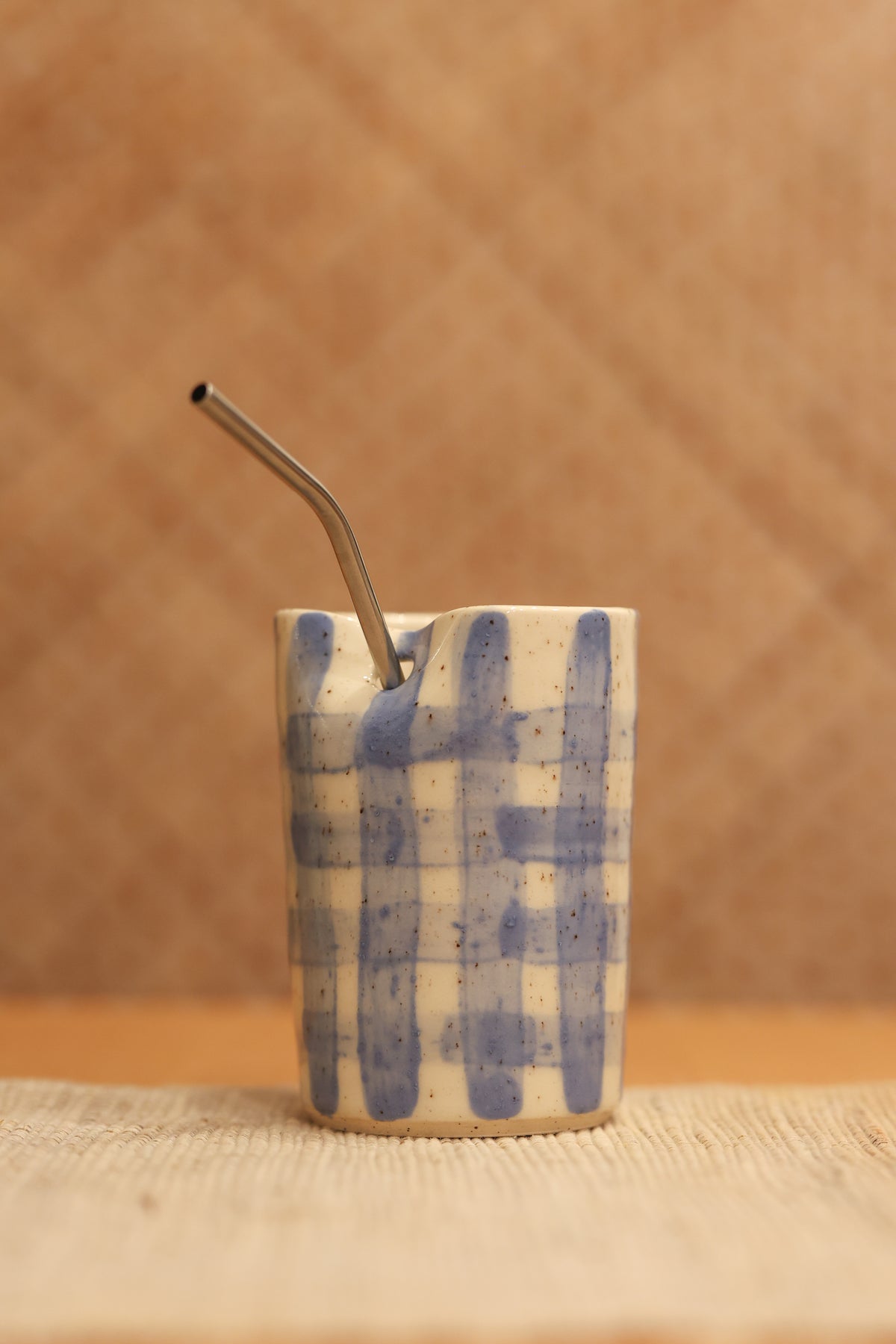 Blue Gingham Straw Tumbler 💙