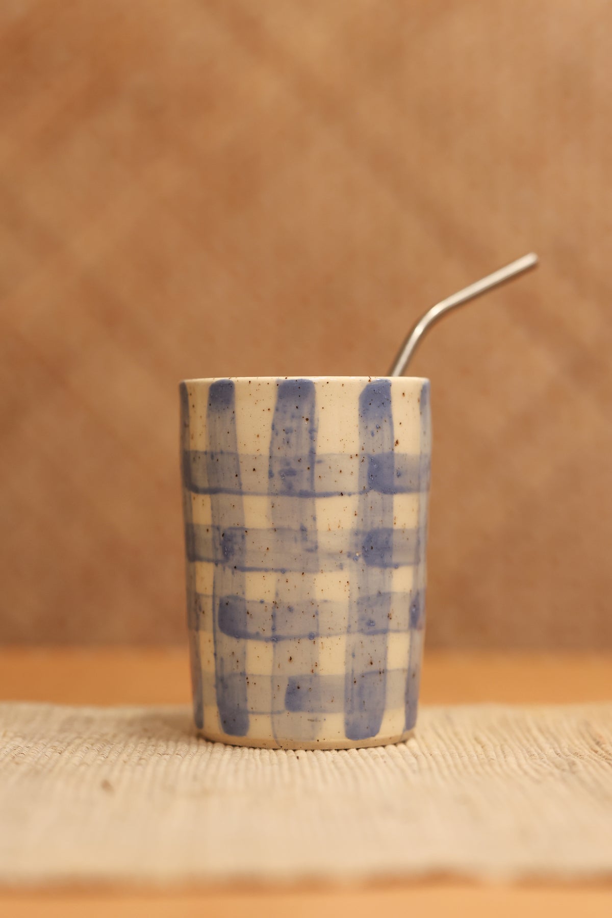 Blue Gingham Straw Tumbler 💙