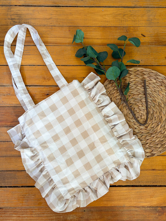Beige Gingham Pleasant Tote 🤎