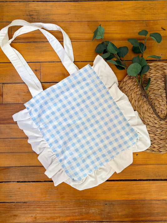 Blue and White Gingham Pleasant Tote 💙 🤍