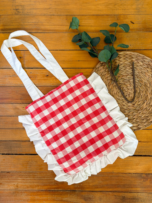 Red and White Gingham Pleasant Tote ❤️ 🤍